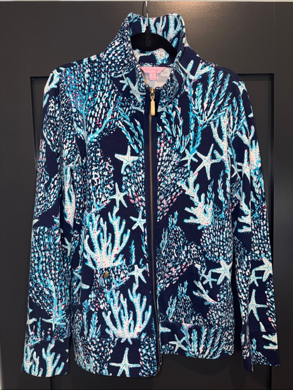 Lilly Pulitzer Navy, Aqua & White Coral-Print Zip Jacket